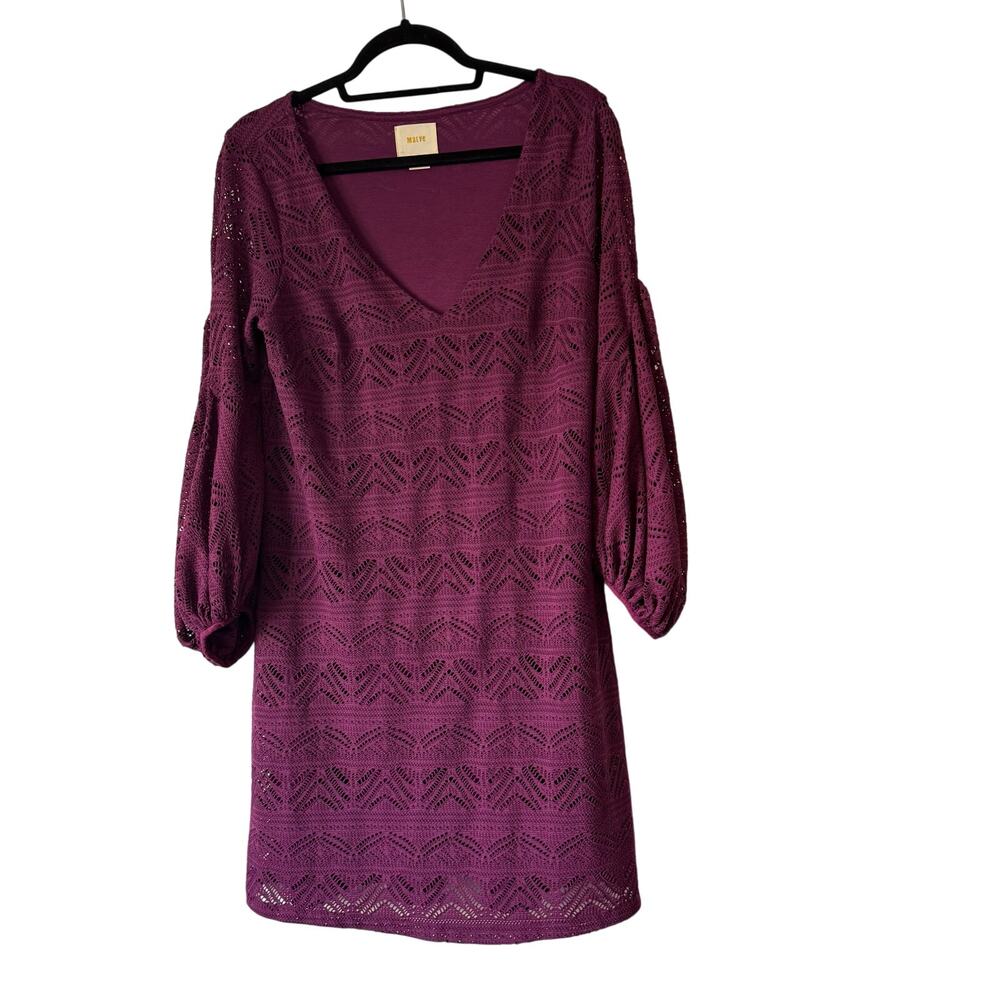 Maeve purple mini eyelet dress